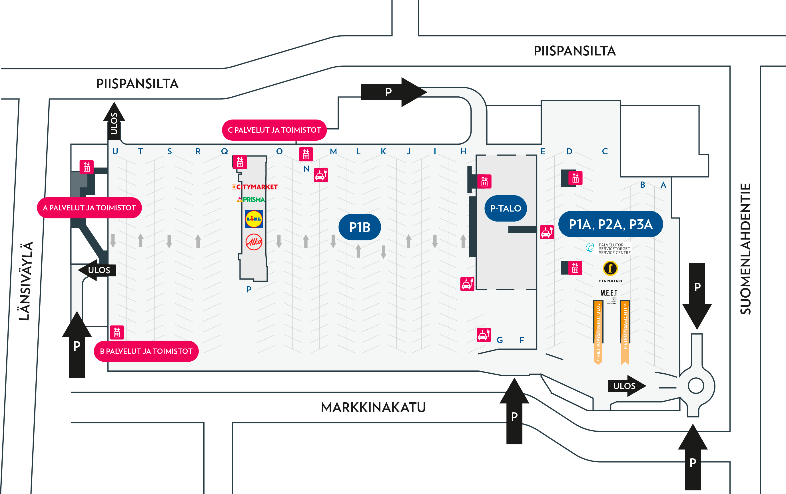 Kauppakeskus Iso Omena Espoo - Pysäköintialueet