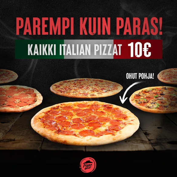 Kaikki Italian pizzat 10€