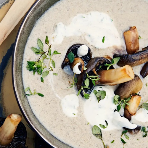 Sjampinjongsuppe med chèvre