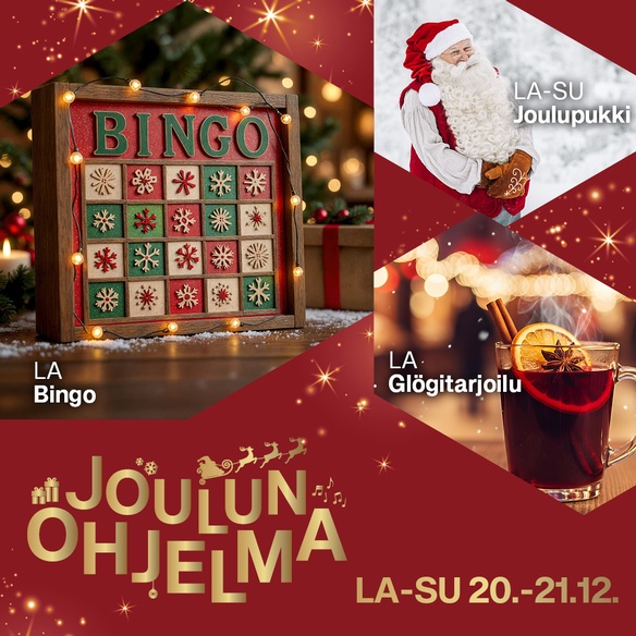 Jouluista ohjelmaa 20.–21.12. – Tapaa joulupukki, ihaile joulukonserttia ja osallistu joulubingoon!