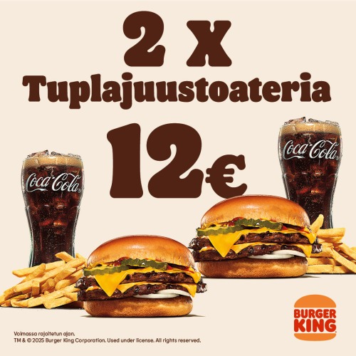 2x Tuplajuustoateriaa 12€